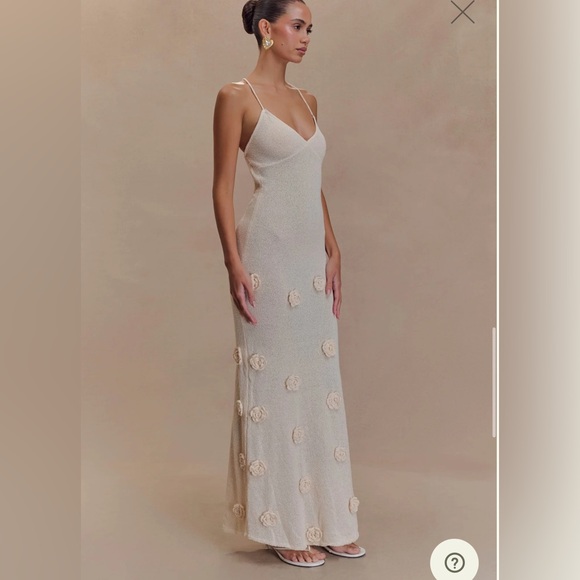 MESHKI Suki Knit Maxi Dress With Flowers - Nude - Picture 2 of 8